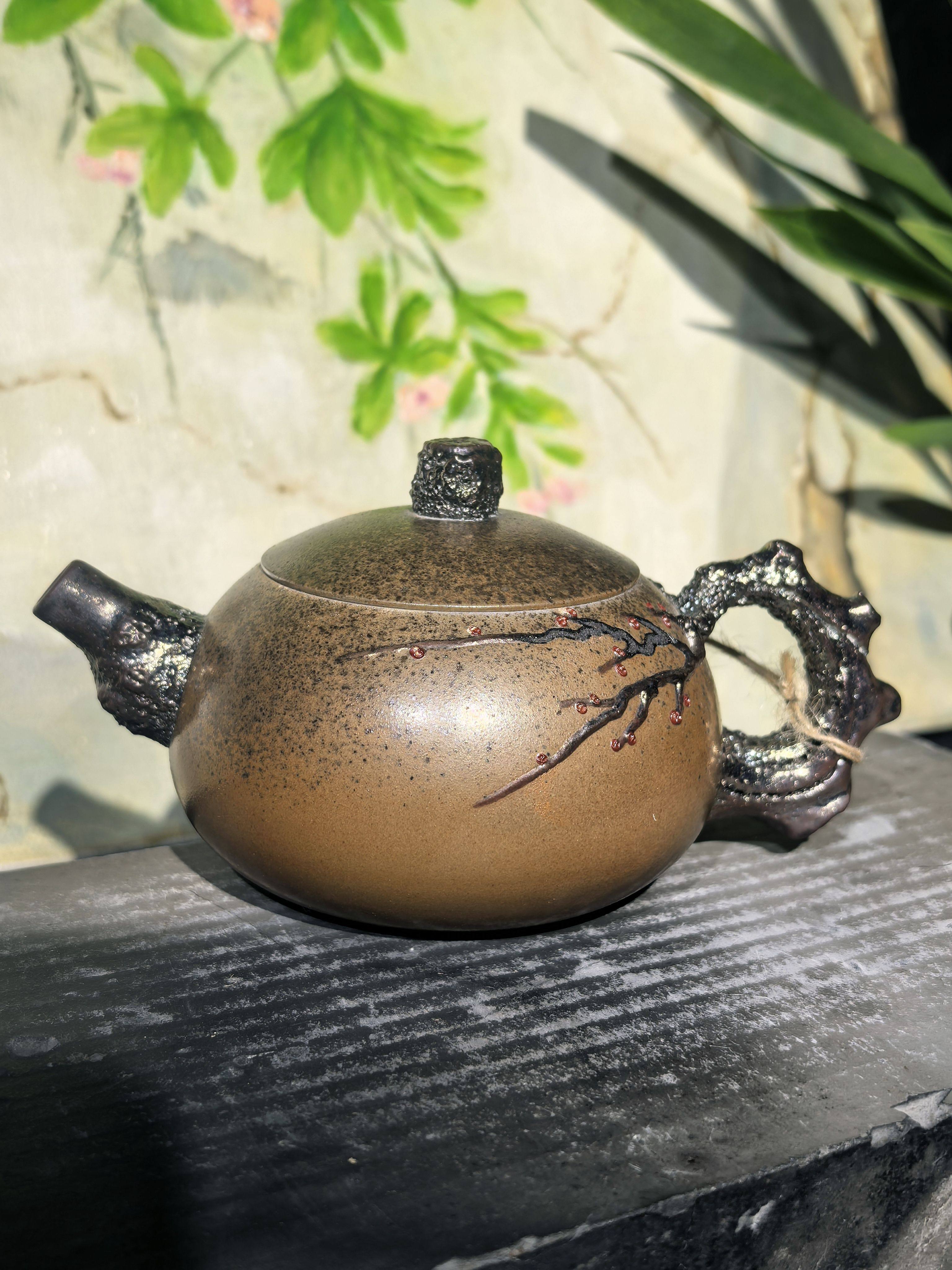 云南建水紫陶茶壶厂家直销 肖春魁浪鬼柴烧壶 梅花壶1