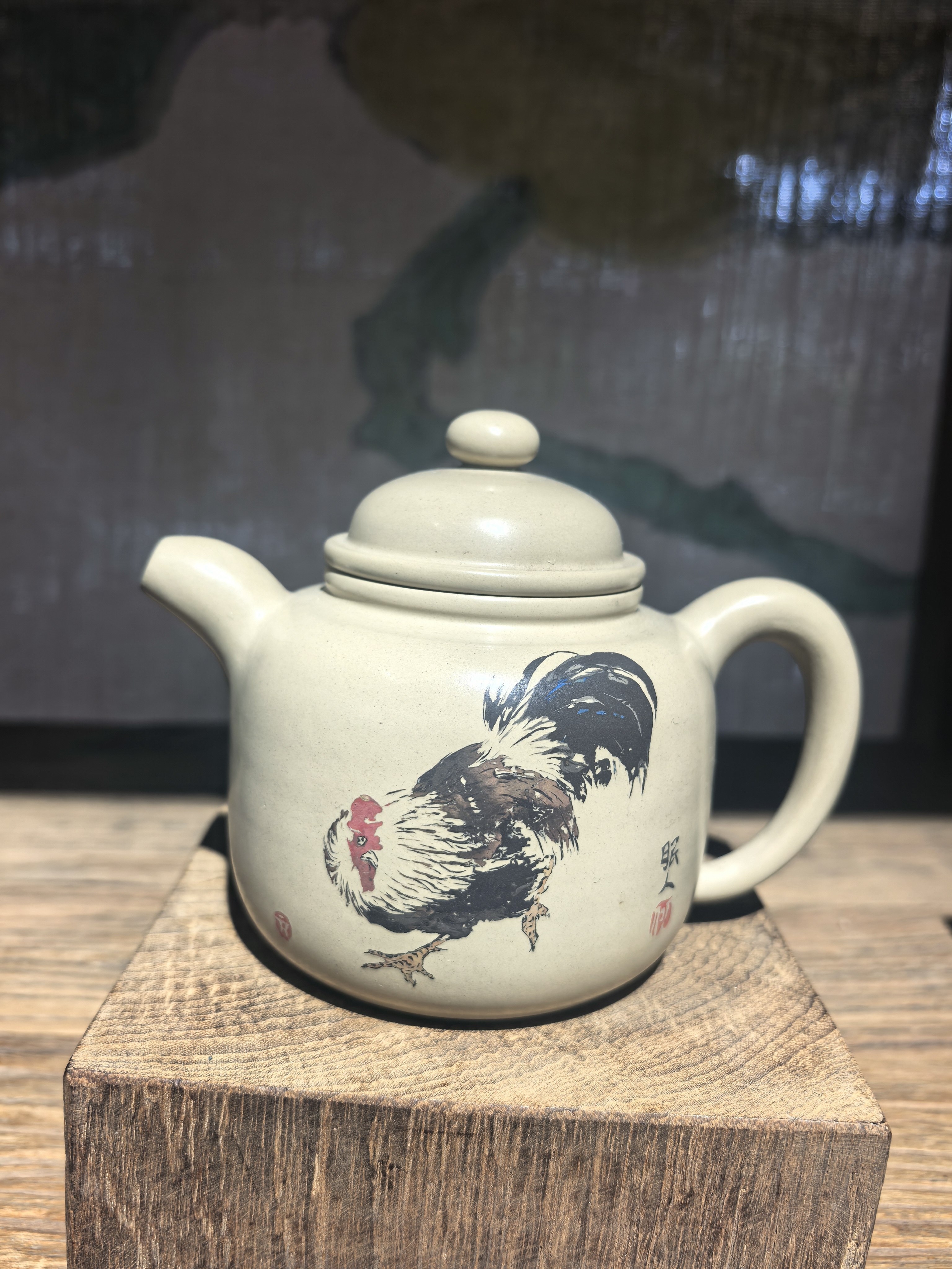 滇南琼玉 建水紫陶茶壶厂家直销 何眠人彩填壶 鲍尊壶壶 大公鸡
