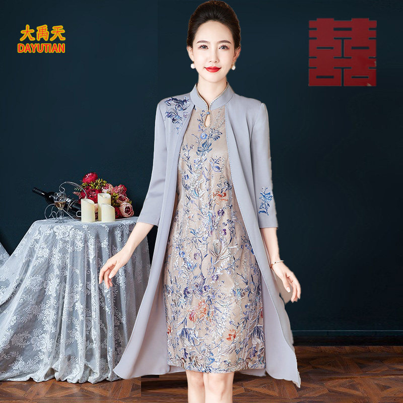 妈妈礼服假两件五一喜婆婆结婚