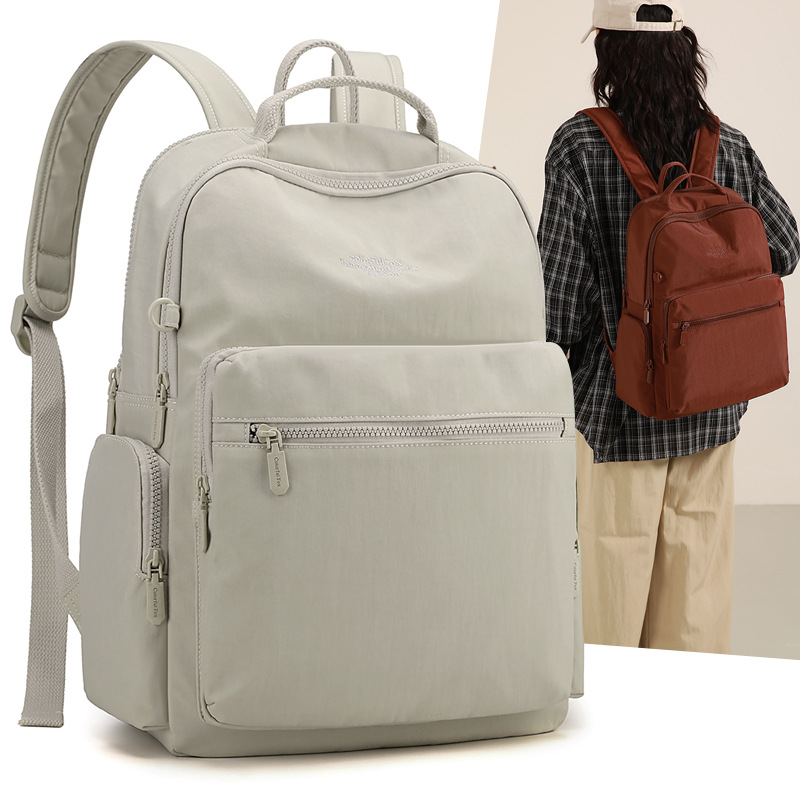 简约双肩包尼龙女高中生书包