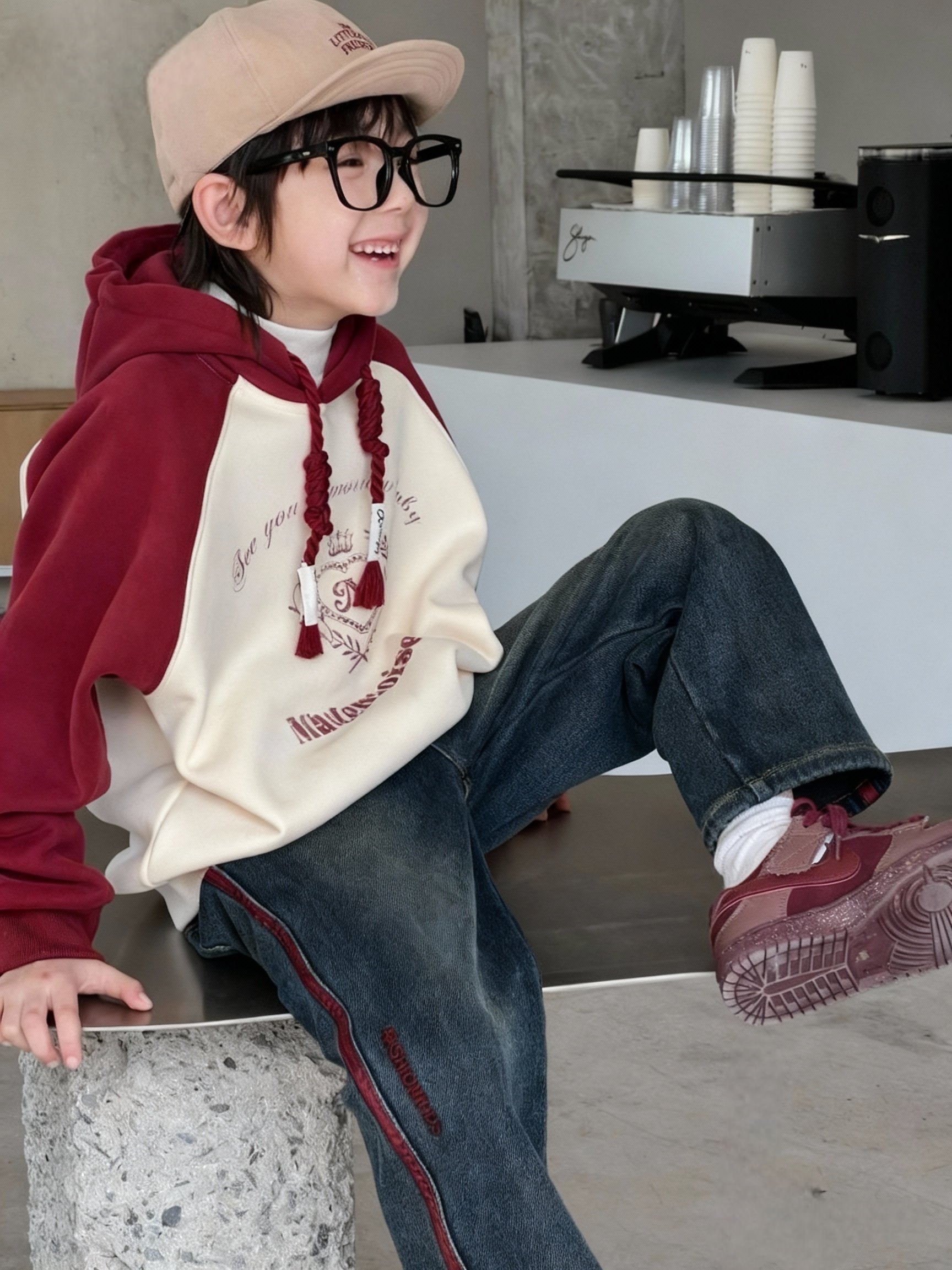 童装男童女童青少年牛仔裤冬季加绒保暖一体绒水洗直筒软牛仔1349