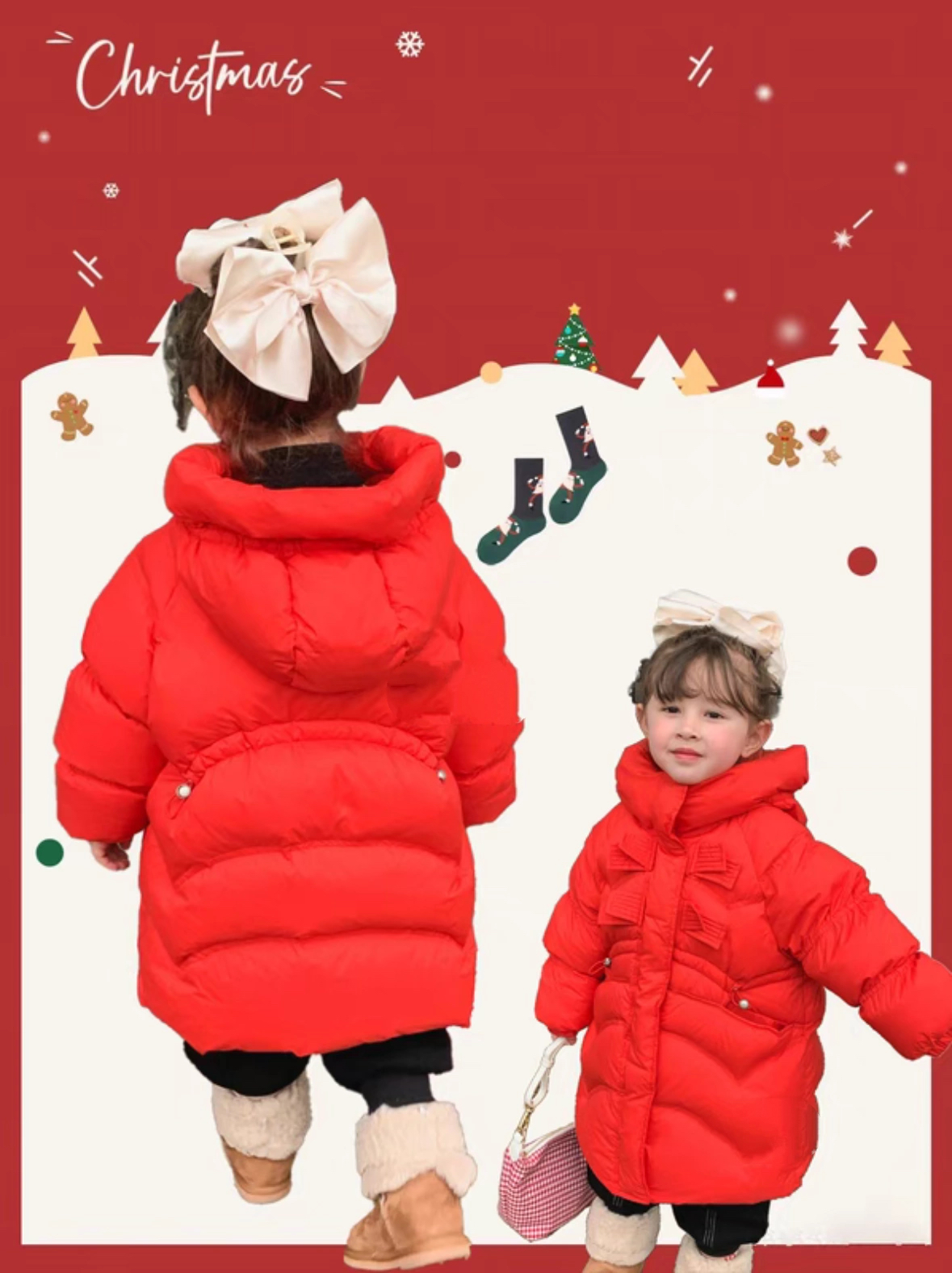 【断码清仓】冬季女童羽绒服中长款外套保暖时尚可爱洋气羽绒服