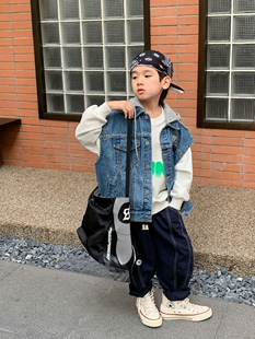 子7325 青少年学生裤 男童休闲裤 春秋儿童时髦纯色休闲裤