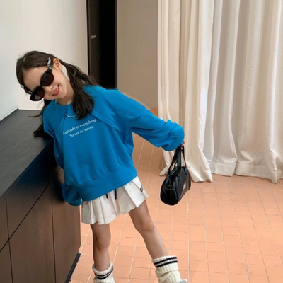 童装女童卫衣春秋款儿童洋气字母印花长袖上衣中大童卫衣5081