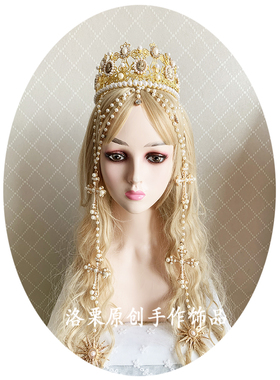 复古美人头像十字架洛丽塔发冠
