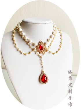原创超华丽茶会欧式水钻珍珠项链