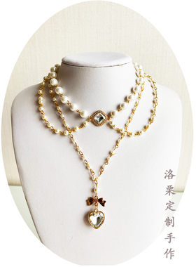 原创手作风欧式水滴宝石珍珠项链