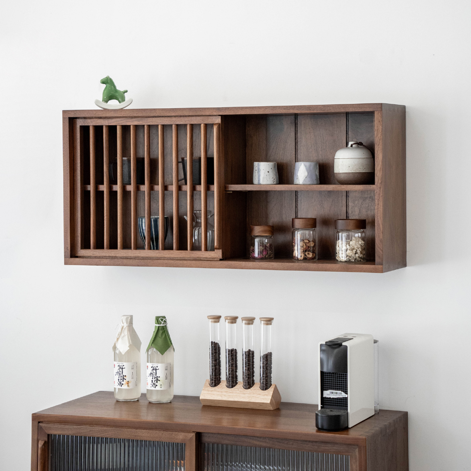 挂墙禅意老榆木新中式风壁柜