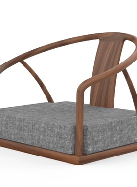 九间房新中式席地靠背座椅北美黑胡桃实木榫卯席地榻榻米飘窗圈椅