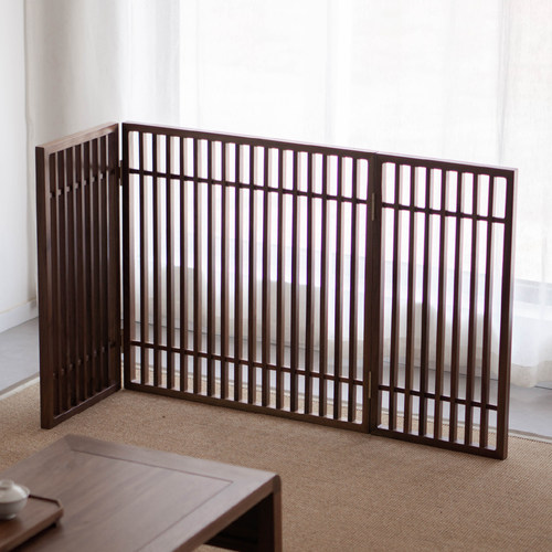 九间房禅意榻榻米屏风黑胡桃木