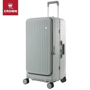 CROWN皇冠拉杆箱铝框拉链箱28寸侧开盖行李箱男女万向轮旅行箱 硬