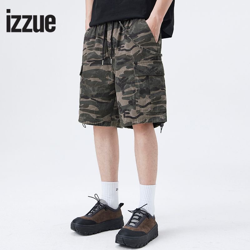 ITizzue休闲短裤男士夏季迷彩新款美式潮牌工装中裤夏天宽松五分