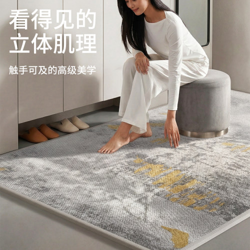 新款入户门地垫进门脚垫耐脏免洗门口轻奢亚麻地毯定制可裁剪门垫
