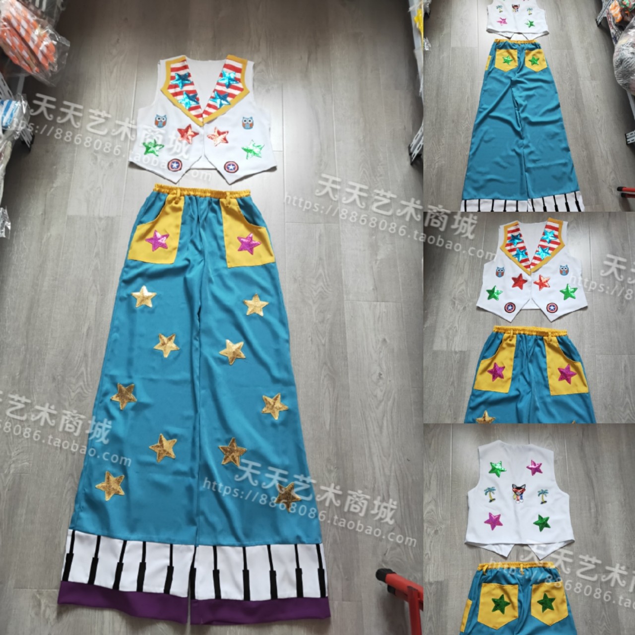 高跷小丑服装马甲小丑服聚会演出动漫节日服装一对一手工制作