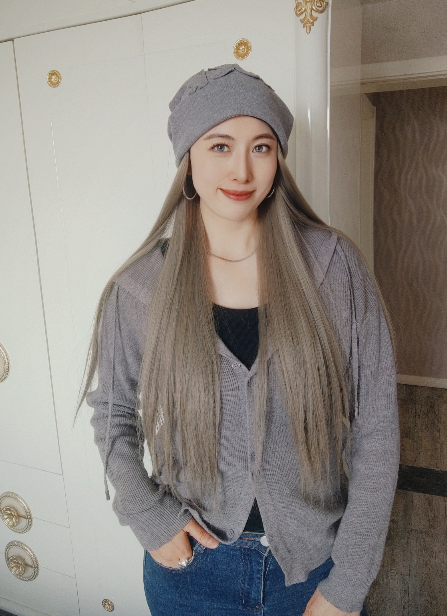 出街其他堆堆帽女可拆休闲秋冬