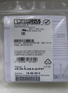 原装 菲尼克斯Phoenix连接接头 VS-08-RJ45-5-QIP67 订 1656990