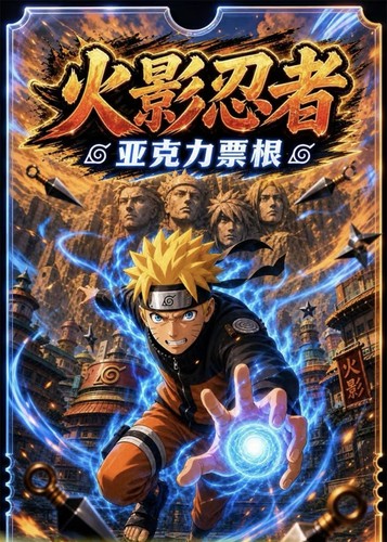 栖绘卡社火影忍者木叶热血亚克力票根漩涡鸣人动漫同人二创卡牌