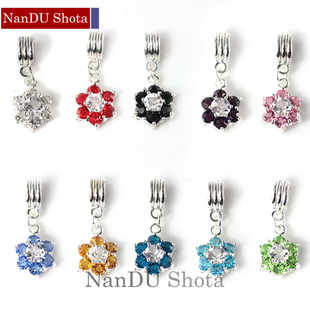 手工DIY手链 镀白银合金 挂件吊坠  饰品配件 六星镶嵌钻花