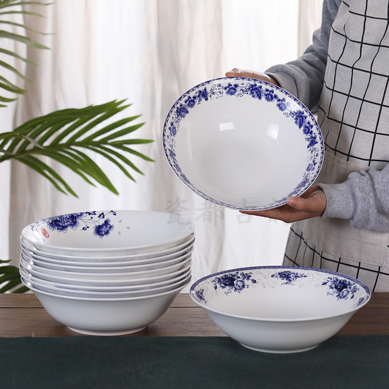 九英寸大汤碗青花瓷釉中彩骨瓷