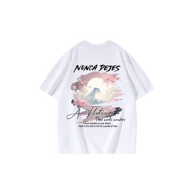ATLETICO樱花与富士山短袖T恤