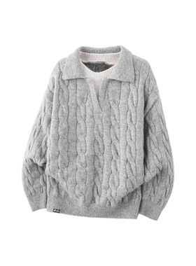 ROCCA DESIGN美式复古简约基础男女慵懒假两件毛衣秋冬针织衫