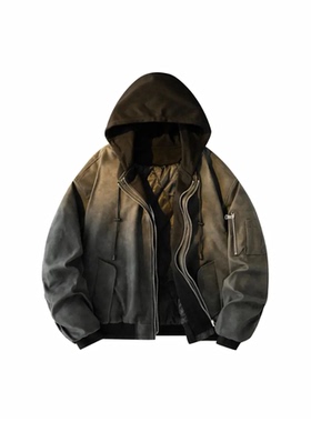 PAEFA美式高街复古PU皮加厚保暖面包外套休闲痞帅飞行员防风棉服