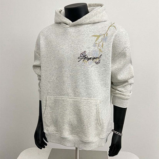 cleanfit小众连帽卫衣男国潮高街美式 重工刺绣重磅男女加绒外套冬