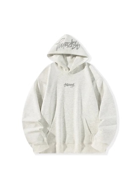 88rising学院风美式潮牌简约花体印花宽松加绒连帽卫衣春秋男女