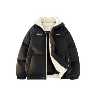 WR复古美式 外套冬羽绒棉服棉袄 拼接撞色立领休闲保暖防风寒长袖