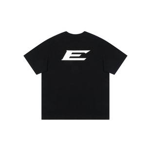 情侣te短袖 字母印花圆领11E男女同款 T恤 高街重磅纯棉潮牌短袖 美式