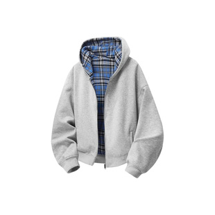 homeboisportclub美式 外套卫衣 简约重磅复古高街双面穿格子开衫