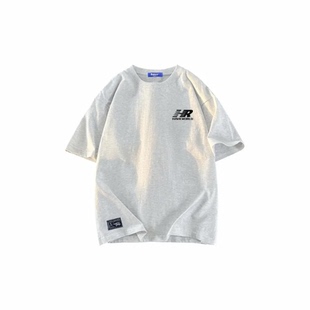 HAVR美式 T恤 复古简约字母logo印花圆领休闲透气重磅纯棉显瘦短袖