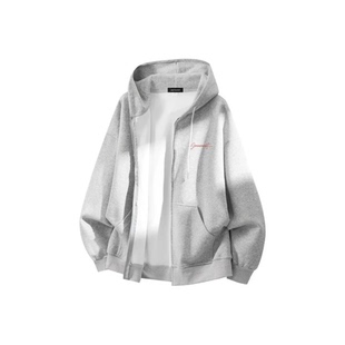 真维S纯色简约宽松拉链开衫 卫衣外套 秋冬加绒加厚男女连帽长袖