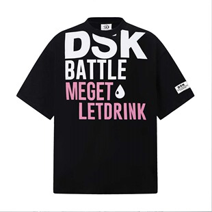 新款 126KID美式 T恤男女夏季 印花短袖 宽松情侣上衣 复古字母排版