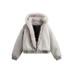 JASONWOOD潮牌座山雕休闲宽松防风连帽毛领保暖工装 棉服外套秋冬