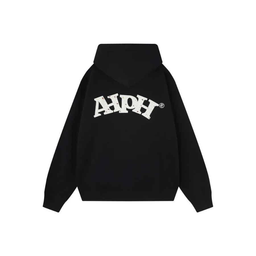 AHPH背后贴布上衣加绒连帽卫衣