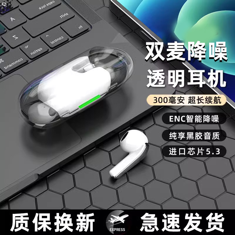 IGQ适用SONY索尼蓝牙耳机透明高颜值耳机超长续航半入耳无线降噪