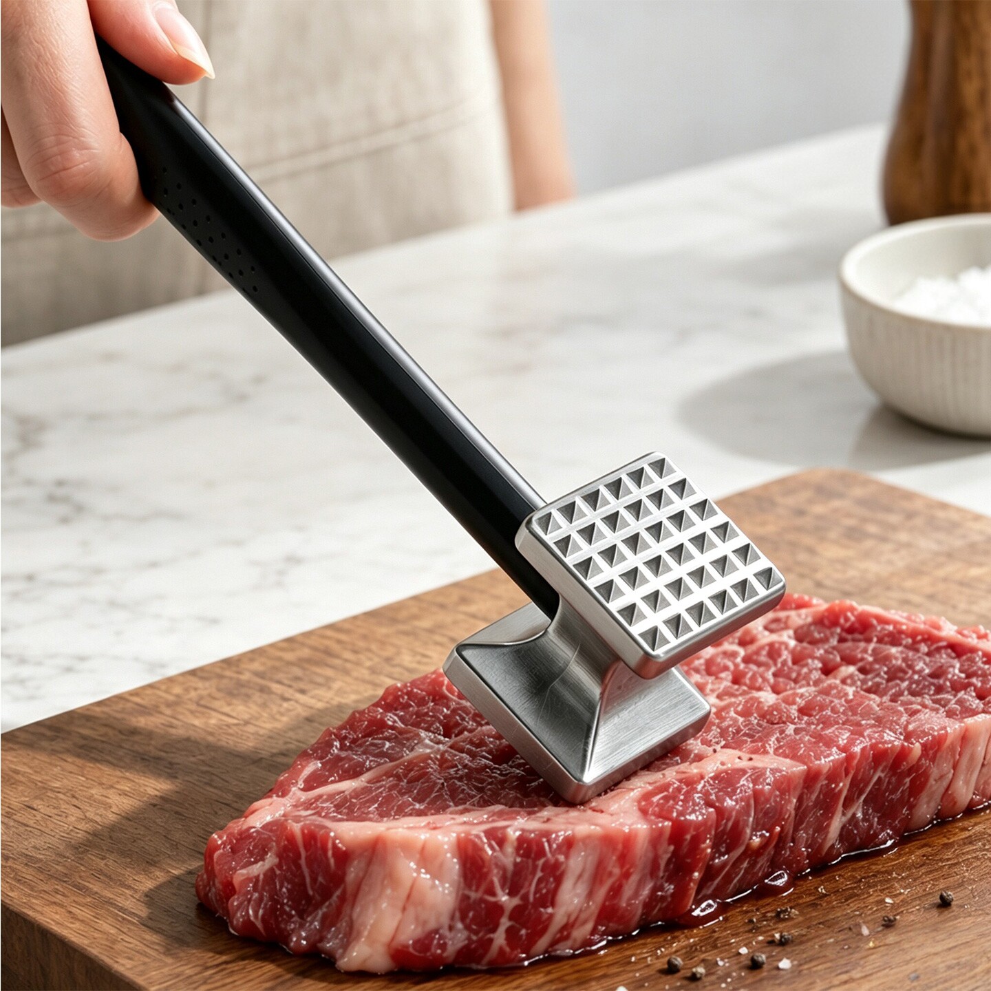 日本松肉锤厨房家用拍牛排锤子嫩大排肉捶断筋器工具双面敲打神器