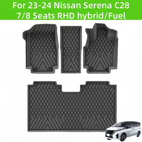 For 23-24 Serena C28 RHD TPE 3D Car Floor Mat/Rear Trunk Mat