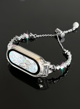 适用小米手环9/8表带10陶瓷女生7nfc腕带6专用5创意金属系列4代链