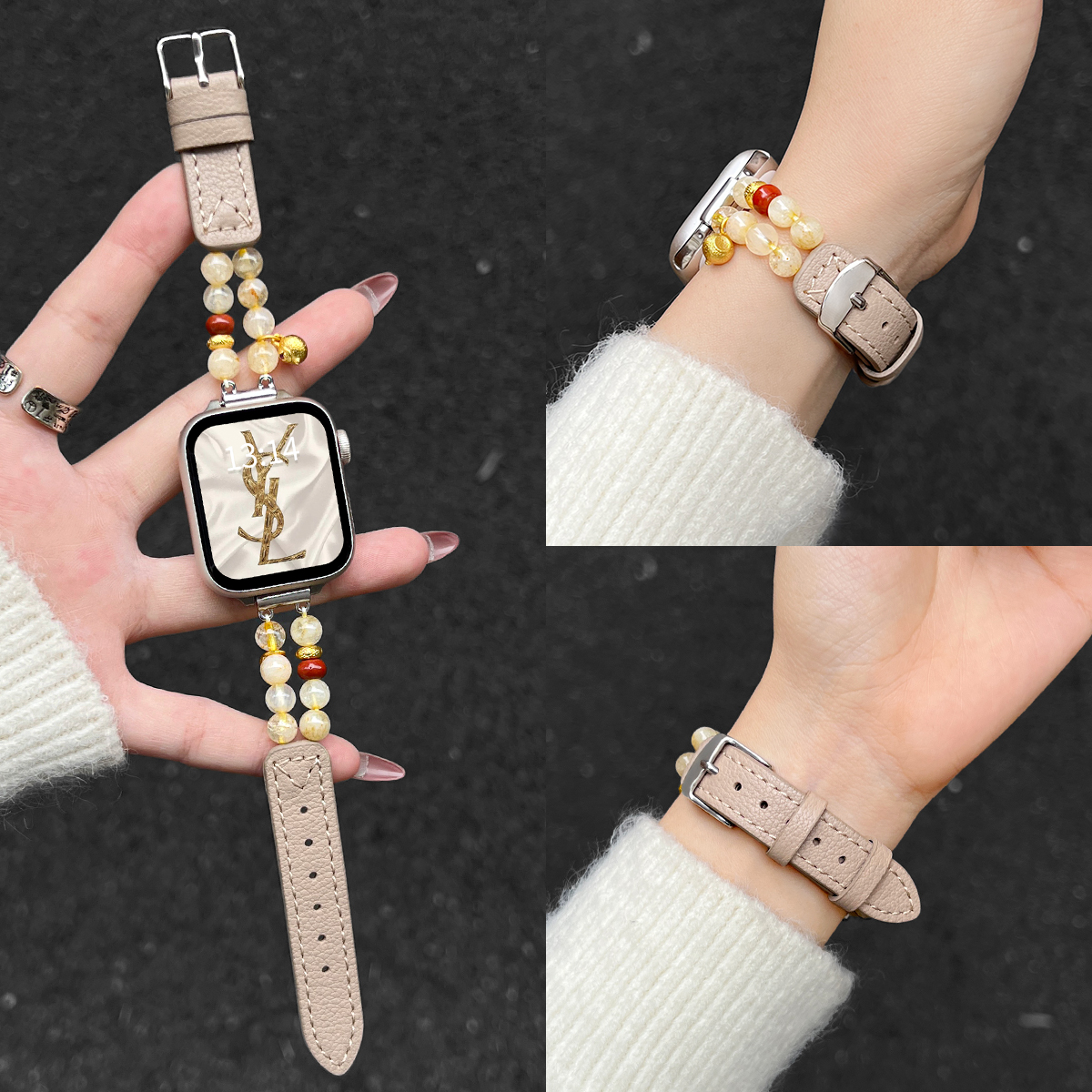 FIT4手表时尚串珠真皮表带高级感