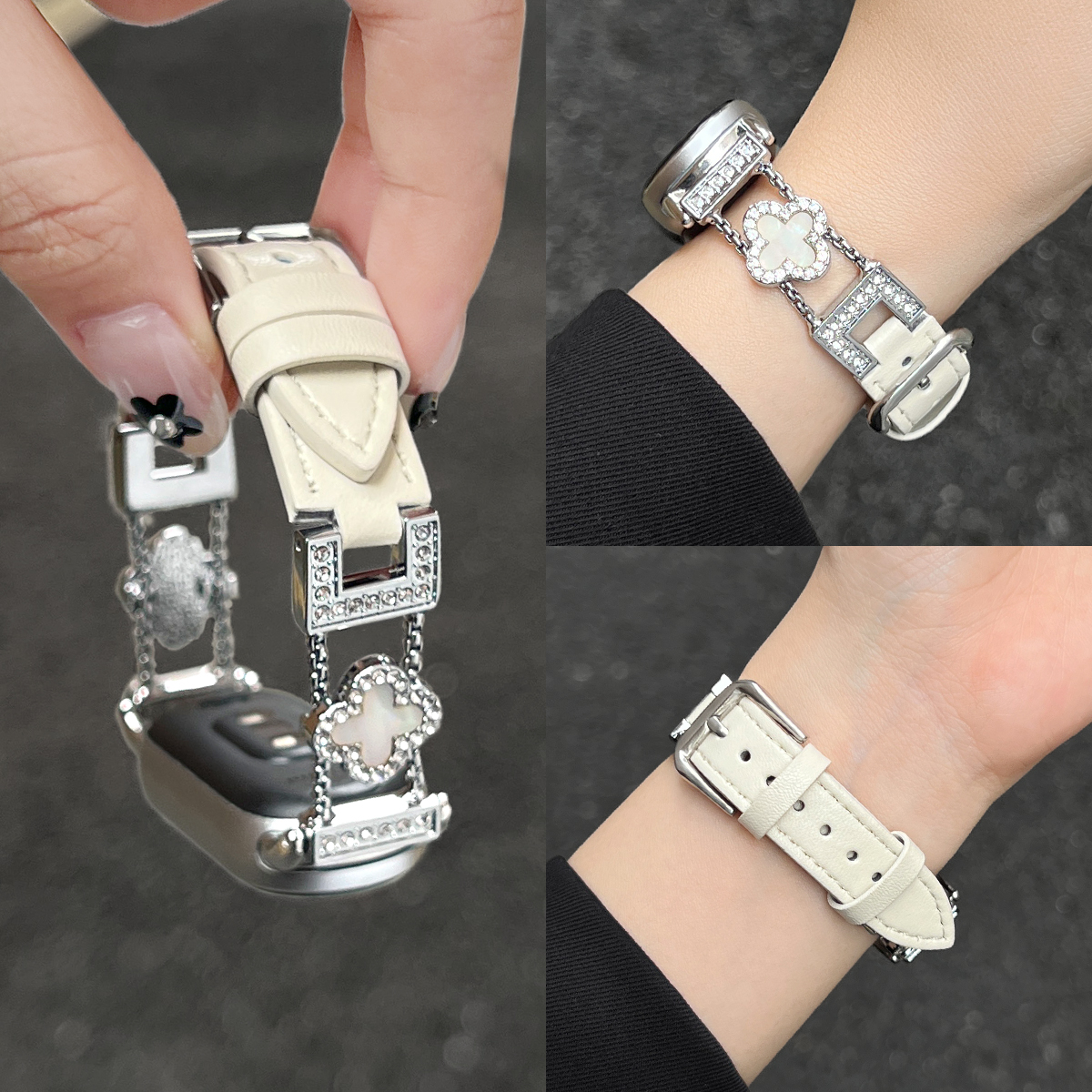 秋季新款幸运金属四叶草间皮表带