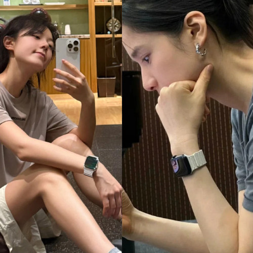 明星赵今麦同款装甲硅胶磁吸表带