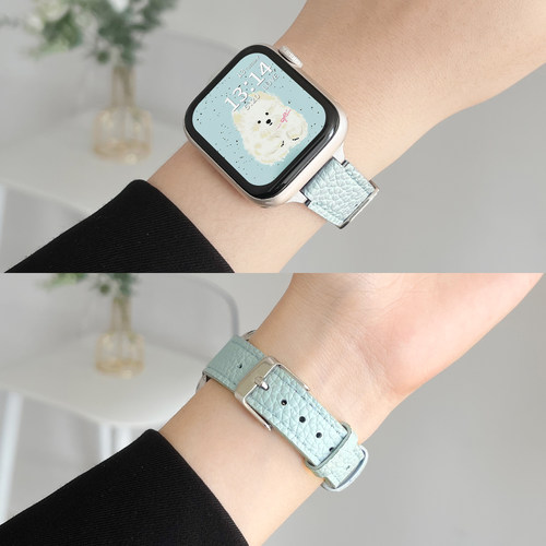 手表FIT5/4/3荔枝纹皮质表带新款