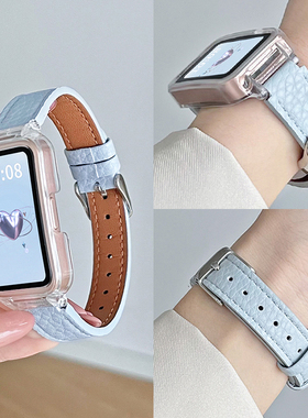 适用于红米手环3/2表带皮质新款小米智能运动redmi2手表二三代女