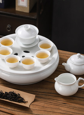 潮汕传统陶瓷功夫茶具套装家用简约客厅办公室会客泡茶盘茶池盖碗