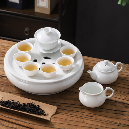 潮汕传统陶瓷功夫茶具套装家用简约客厅办公室会客泡茶盘茶池盖碗
