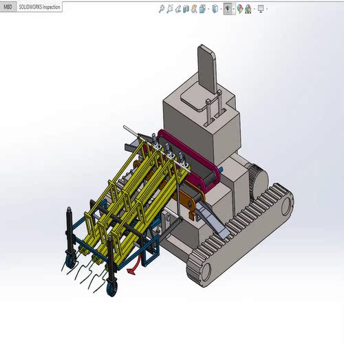 大蒜收获切茎一体机SW2018三维模型solidworks图纸3D建模设计参考