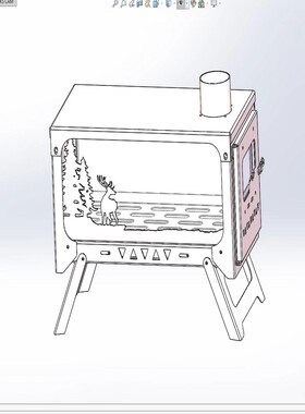 柴火炉户外露营柴火炉设计三维SW2020模型 3d建模+CAD图纸若干