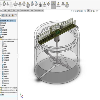 10m中心传动刮泥机设计三维SW模型solidworks 3D建模+CAD图纸资料